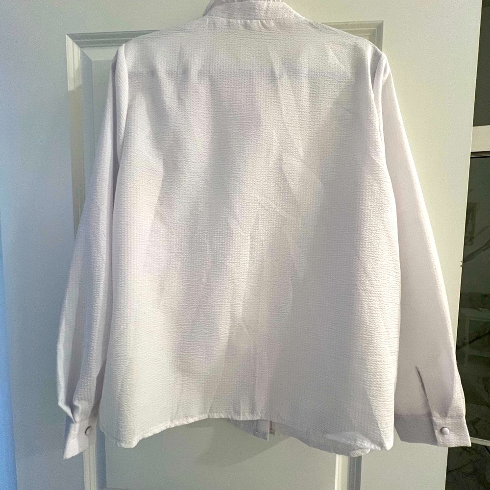 White Ruffled Button-Up Blouse - Picture 2 of 10
